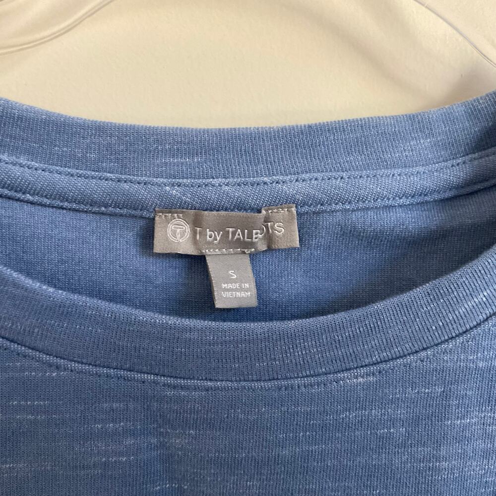 T by Talbots Blue Cotton Blend Boxy Short Sleeve Athleisure T Shirt - Size Small - Picture 3 of 5